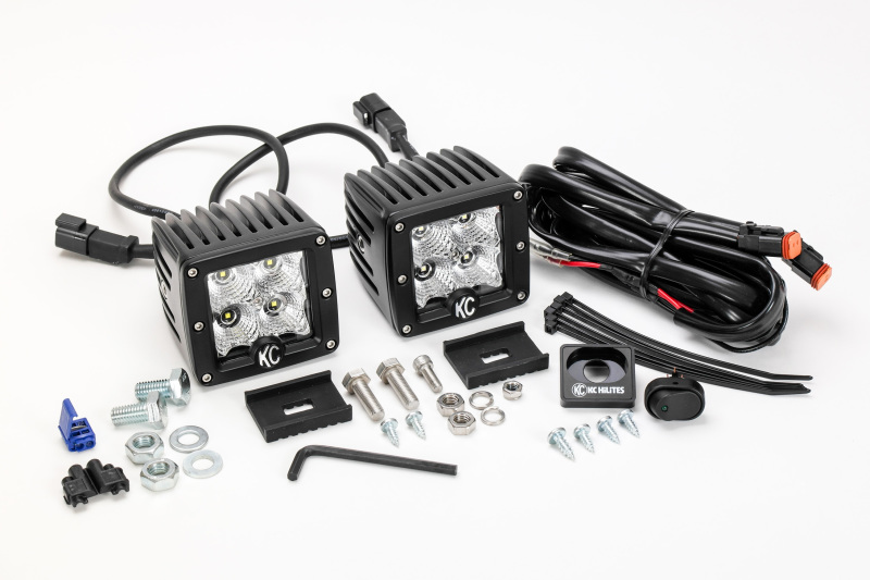 KC HiLiTES C Series 3in C3 LED Light 12w Flood Beam Pair Pack System