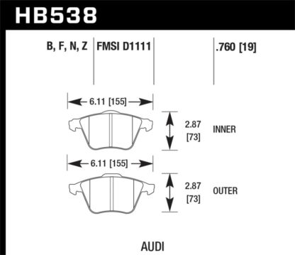 Hawk 2009-2009 Audi A4 Cabriolet HPS 5.0 Front Brake Pads - Image 4