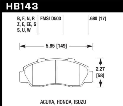 Hawk 1997-1997 Acura CL 3.0 HPS 5.0 Front Brake Pads - Image 2