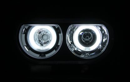 ANZO 2008-2014 Dodge Challenger Projector Headlights w/ Halo Black (CCFL) - Image 2