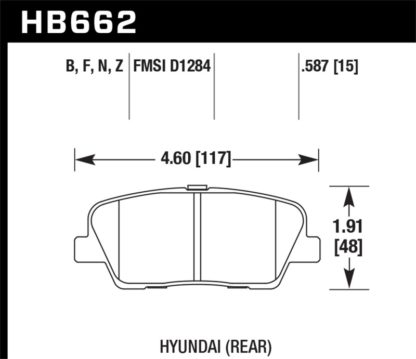 Hawk 10-16 Hyundai Genesis Coupe HPS 5.0 Rear Brake Pads - Image 2