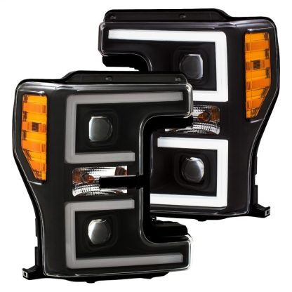 ANZO LED Headlights 17-18 Ford F-250 Super Duty Plank-Style L.E.D. Headlight Black (Pair) - Image 2