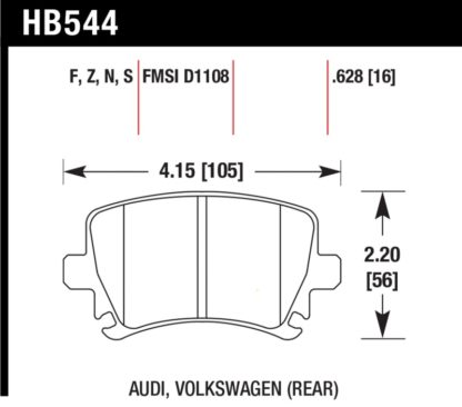 Hawk 2006-2009 Audi A3 TFSIi Quattro 2.0 HPS 5.0 Rear Brake Pads - Image 3