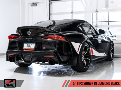 AWE 2020 Toyota Supra A90 Non-Resonated Touring Edition Exhaust - 5in Diamond Black Tips - Image 2