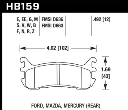 Hawk 97-02 Ford Escort/98-03 ZX2 / 94-97 & 99-05 Mazda Miata DTC-30 Race Rear Brake Pads - Image 2