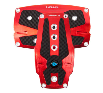 NRG Brushed Aluminum Sport Pedal A/T - Red w/Black Rubber Inserts - Image 2