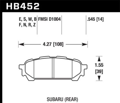 Hawk 2006-2006 Saab 9-2X 2.5i HPS 5.0 Rear Brake Pads - Image 3