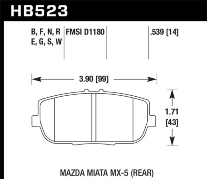 Hawk 2006-2006 Mazda MX-5 Miata Club Spec HPS 5.0 Rear Brake Pads - Image 2