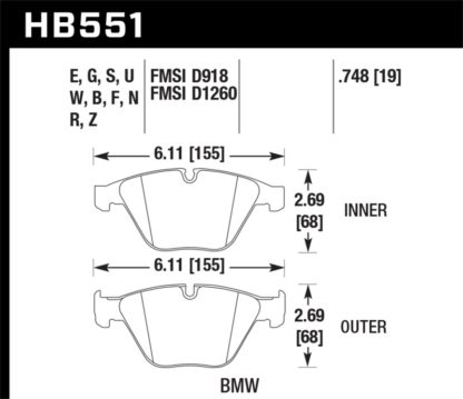 Hawk 07-09 BMW 335d/335i/335xi / 08-09 328i/M3 DTC-70 Race Front Brake Pads - Image 3