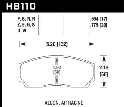 Hawk AP Racing CP3307/CP5040-5S4/(Essex) CP5200 (SC250) Caliper Blue 9012 Race Brake Pads - Image 3