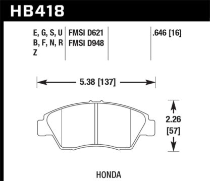 Hawk 02-06 RSX (non-S) Front / 03-11 Civic Hybrid / 04-05 Civic Si HP DTC-60 Front Race Brake Pads - Image 4