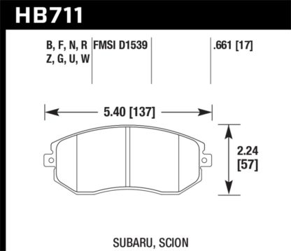 Hawk 13 Subaru BRZ/13 Legacy 2.5i / 13 Scion FR-S DTC-60 Front Race Brake Pads - Image 2