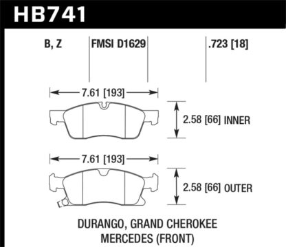 Hawk 13-15 Mercedes-Benz GL350/450 12-15 ML350 2015 ML250 HPS 5.0 Front Brake Pads - Image 3