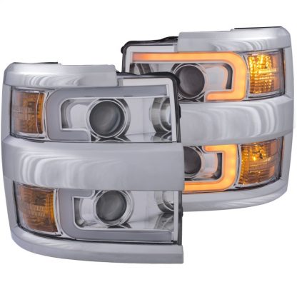 ANZO Projector Headlights 15-17 Chevrolet Silverado 2500HD / 3500HD Chrome w/ Chrome Rim - Image 5