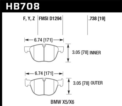 Hawk 07-08 BMW X5 3.0si/4.8i / 09-13 X5 Xdrive / 08-13 X6 Xdrive Perf Ceramic Frt Street Brake Pads - Image 2