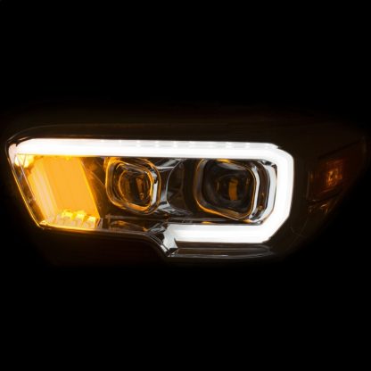 ANZO 2016-2017 Toyota Tacoma Projector Headlights w/ Plank Style Design Chrome w/ Amber - Image 5