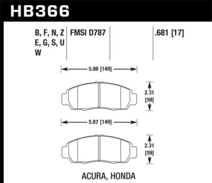 Hawk 2001-2003 Acura CL Type-S HPS 5.0 Front Brake Pads - Image 4