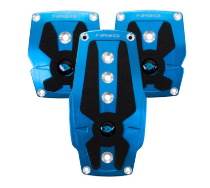 NRG Brushed Aluminum Sport Pedal M/T - Blue w/Black Rubber Inserts - Image 2