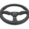 NRG Reinforced Steering Wheel (350mm / 2.5in. Deep) Blk Leather Comfort Grip w/5mm Matte Blk Spokes - Image 3