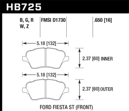 Hawk 2014 Ford Fiesta ST DTC30 Front Brake Pads - Image 3