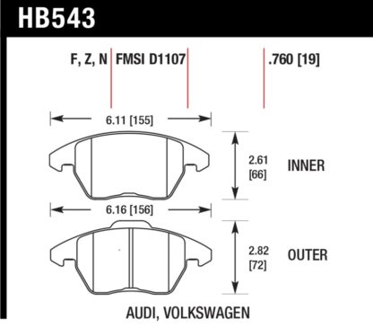 Hawk 2006-2009 Audi A3 TFSIi Quattro 2.0 HPS 5.0 Front Brake Pads - Image 2