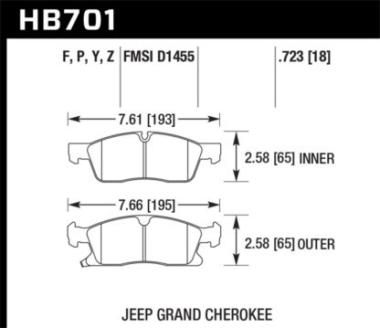 Hawk 11-12 Dodge Durango / 11-12 Jeep Grand Cherokee HPS Front Street Brake Pads - Image 3