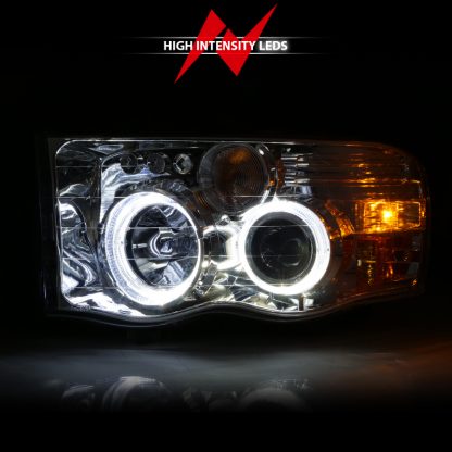 ANZO 2002-2005 Dodge Ram 1500 Projector Headlights w/ Halo Chrome Clear Amber - Image 6