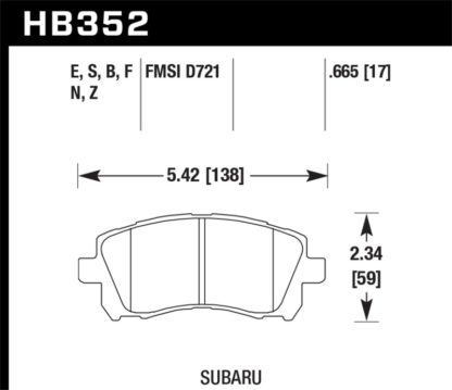 Hawk 1998-2/2002 Subaru Forester L (w/Rear Drum Brakes) High Perf. Street 5.0 Front Brake Pads - Image 2