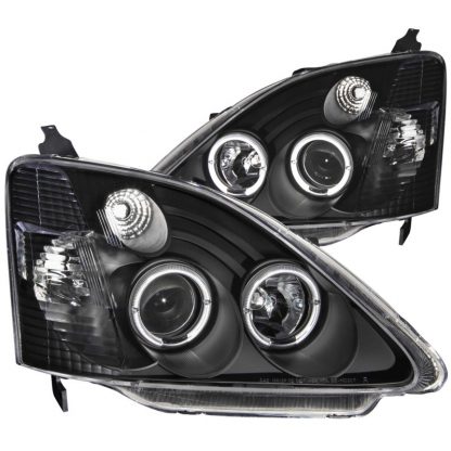 ANZO 2002-2004 Honda Civic Projector Headlights w/ Halo Black - Image 2