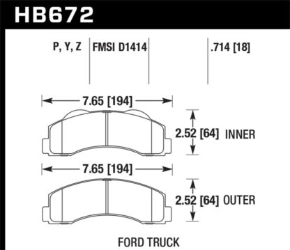 Hawk 10-11 Ford Expedition/F-150 SVT Raptor / 10-11 F-150 Performance Ceramic Front Street Brake Pad - Image 3