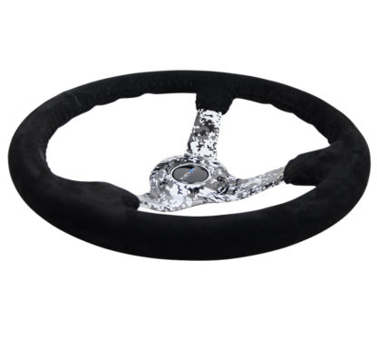 NRG Reinforced Steering Wheel (350mm / 3in. Deep) Blk Suede w/Hydrodipped Digi-Camo Spokes - Image 5