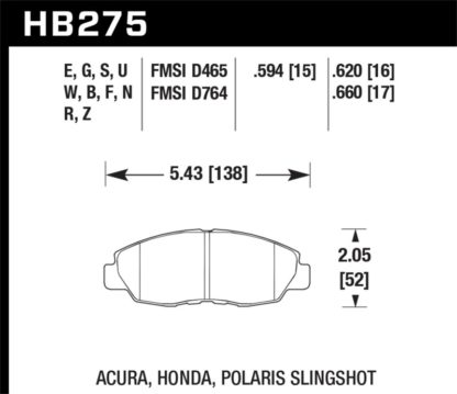 Hawk Honda 98-02 Accord / 06-11 Civic / Polaris Slingshot HT-10 Race Front Brake Pads (Two Pads/Box) - Image 3