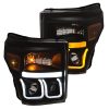 ANZO 11-16 Ford F-150 Super Duty Projector Headlights w/ U-Bar Switchback Black w/ Amber - Image 4