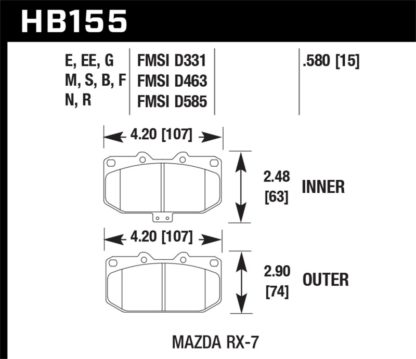 Hawk 93-95 Mazda RX-7 Blue 9012 Front Brake Pads - Image 2