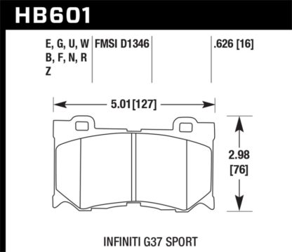 Hawk 2009-2013 Infiniti FB50 Sport HPS 5.0 Front Brake Pads - Image 3