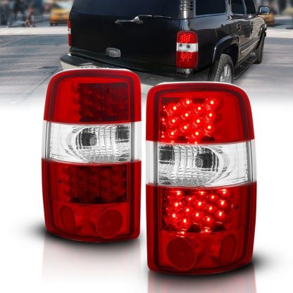 ANZO 2000-2006 Chevrolet Suburban LED Taillights Red/Clear - Image 2