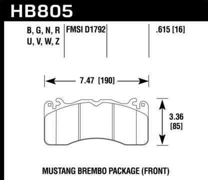 Hawk 15-17 Ford Mustang Brembo Package DTC-30 Front Brake Pads - Image 3