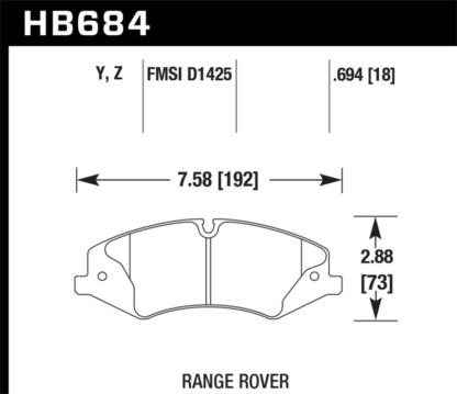 Hawk 10-13 Range Rover/Range Rover Sport Supercharged Performance Ceramic Street Front Brake Pads - Image 3