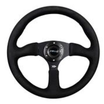 NRG Reinforced Steering Wheel (350mm / 2.5in. Deep)Blk Alcantara Comfort Grip w/4mm Matte Blk Spokes - Image 4