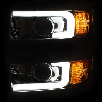 ANZO Projector Headlights 15-17 Chevrolet Silverado 2500HD / 3500HD Chrome w/ Chrome Rim - Image 7