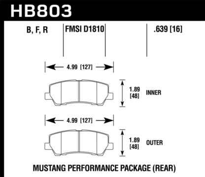 Hawk 16-17 Ford Mustang Brembo Package HPS Rear Brake Pads - Image 2