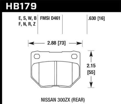 Hawk 2/1989-1996 Nissan 300ZX Base (Excl. Turbo) HPS 5.0 Rear Brake Pads - Image 3