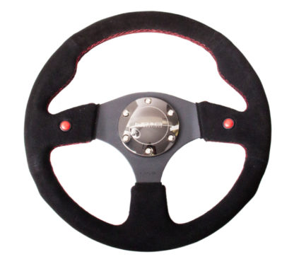 NRG Reinforced Steering Wheel (320mm) Blk Suede w/Dual Buttons - Image 4