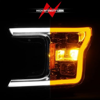 ANZO 2018-2020 Ford F-150 Projector Headlight w/Plank Style Switchback Chrome Housing - Image 7