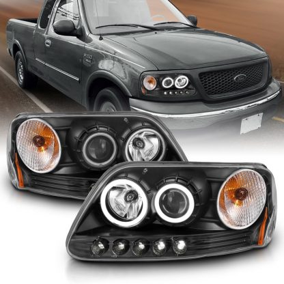 ANZO 1997-2003 Ford F-150 Projector Headlights w/ Halo Black (CCFL) - Image 2