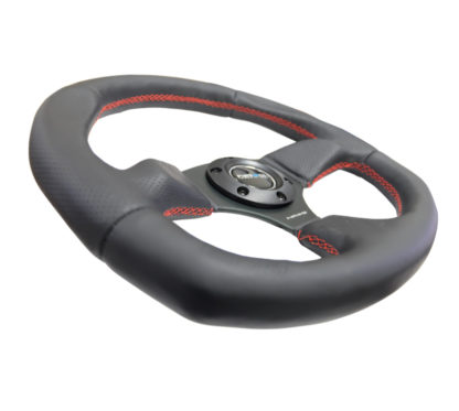 NRG Reinforced Steering Wheel (320mm Horizontal / 330mm Vertical) Leather w/Red Stitching - Image 8