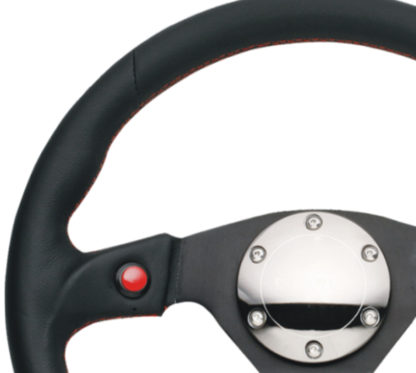 NRG Reinforced Steering Wheel (320mm) Blk Leather w/Dual Buttons - Image 2