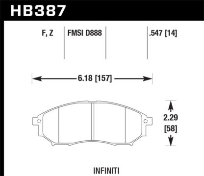 Hawk 09 350z/ 05-08 G35/09-12 G37 w/o Brembo HPS Street Front Brake Pads - Image 3