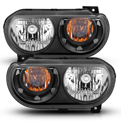 ANZO 2008-2014 Dodge Challenger Crystal Headlights Black - Image 8