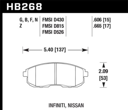 Hawk 1999-2000 Infiniti G20 HPS 5.0 Front Brake Pads - Image 2